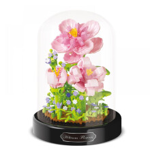 Einfach zusammenzubauender Blumenmodellbausatz, Bausteinset mit Schritt-für-Schritt-Anleitung, Design mit konservierten Rosenblüten,