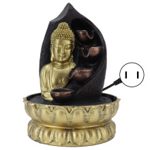 Fonte de Meditação Cascata Buda Fonte de Mesa Zen Relaxante com Luzes LED Resina Durável Bomba Submersível Silenciosa Decoração para Interiores
