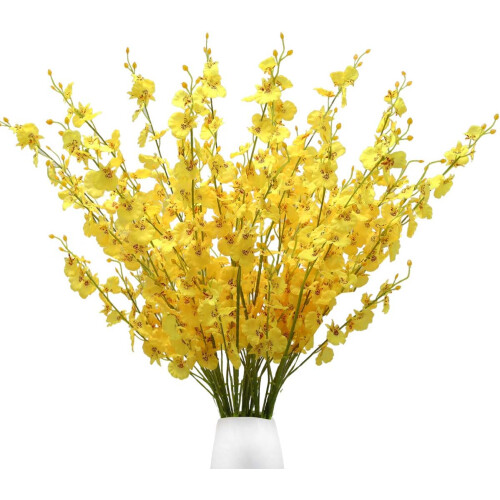 Jerntråd, kunstig orkidé med silkeblomster til festlig indretning (12 stk.)