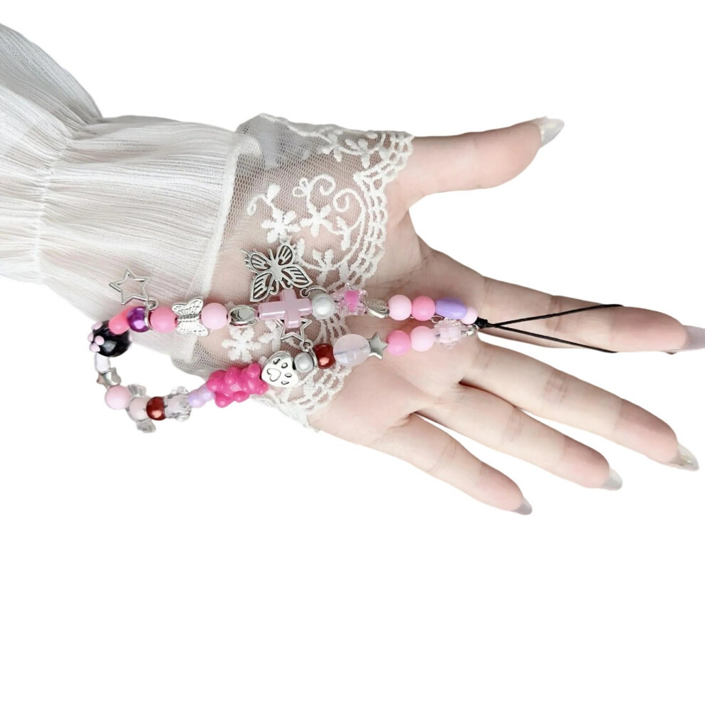 Handmade Beaded Chain Mobile Phone Jewelry-Butterfly Love 7704000214643