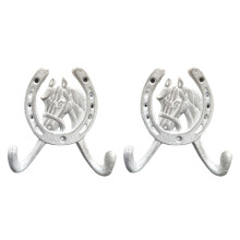 Set van 2 decoratieve gietijzeren haken voor-Wit