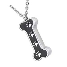 2Pieces Pet Memorial Urn Pendant Necklace with Bone Shape and