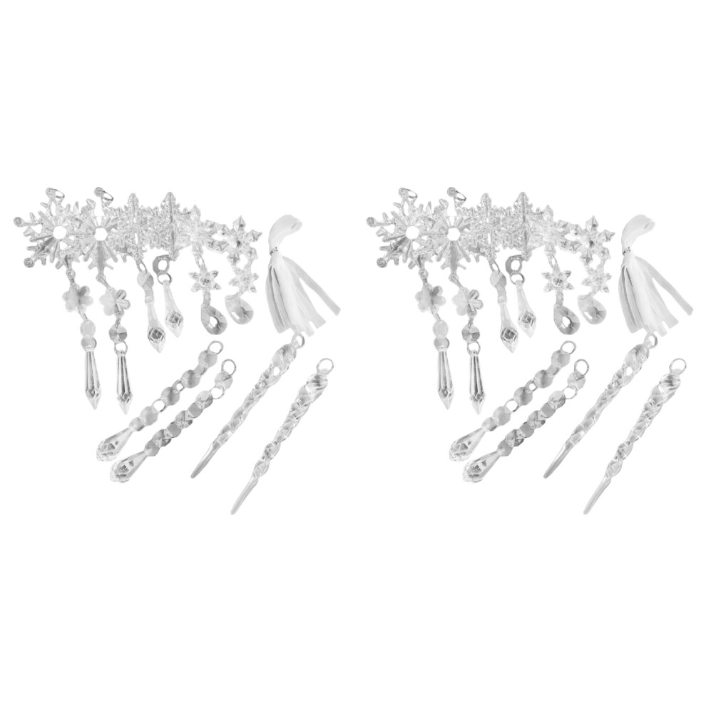 (2 pack20pcs) Glowing Snowflake Icicle Ornaments For Merry Xmas Ensuring Wont Easily