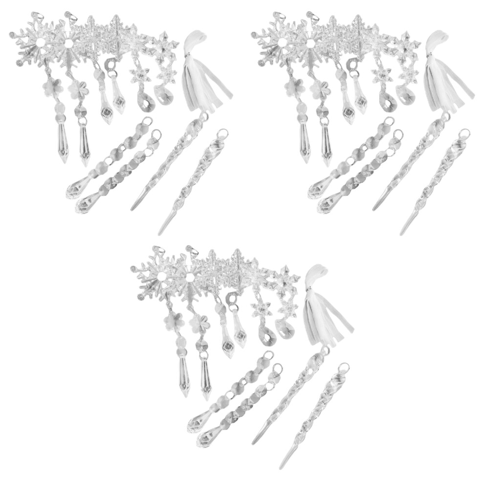 (3 pack30pcs) Glowing Snowflake Icicle Ornaments For Merry Xmas Ensuring Wont Easily