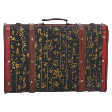 Multipurpose Wooden Suitcase, Vintage Book Style Keepsake Box With Fine Workmanship For Travel Or Home Decor