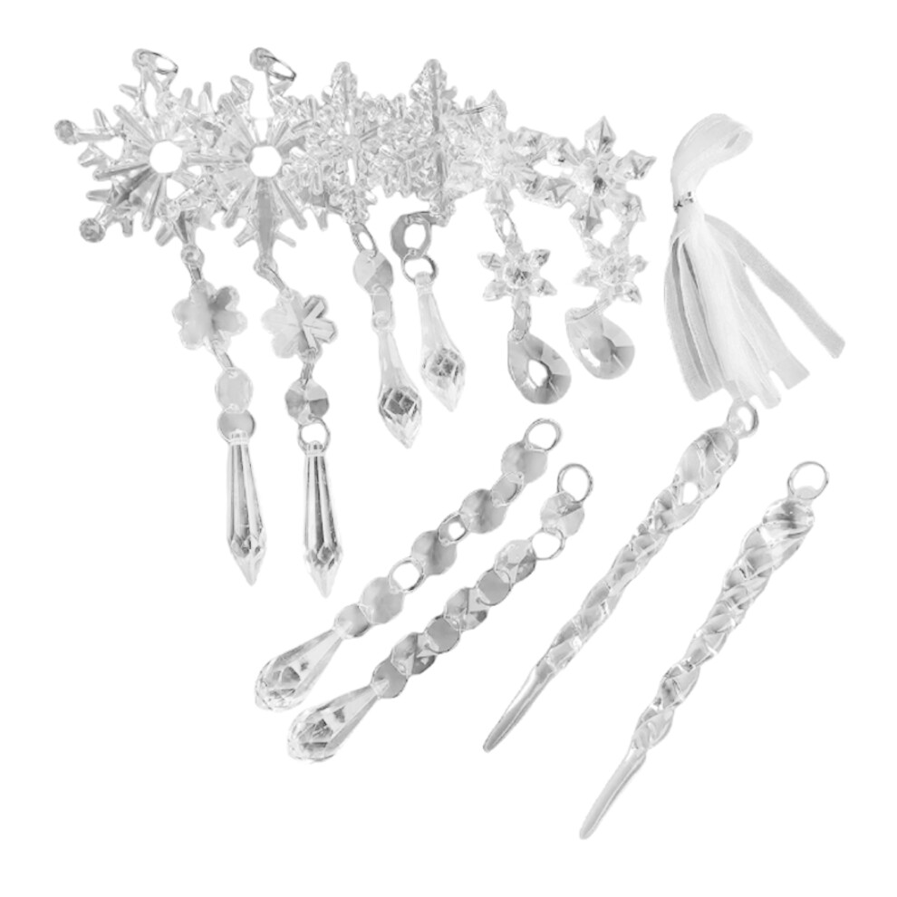(1 pack10pcs) Glowing Snowflake Icicle Ornaments For Merry Xmas Ensuring Wont Easily