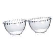 Glass Bowls 2Pcs Medium Transparent Beaded Edge Serving Dessert Fruit Yogurt Bowls Home Kitchen Salad Oatmeal