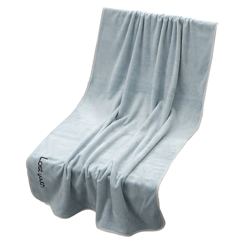 Large Bath Towel Highly Absorbent Quick Drying Cotton- Gray/Blue