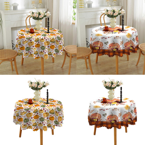 Autumn Table Cloth Polyester Round Tablecloth Cover -Pattern 6 1