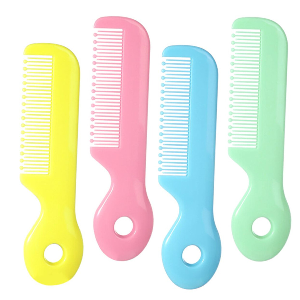 Hair Comb 4Piece Set Lightweight Round Teeth Hairbrush For Newborns And Boys, Mini Portable, Gentle On Skin