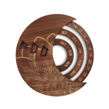 Stilvoller, ewiger Kalender aus Holz, Dekoration für Zuhause und Büro, wendbar und recycelbar, rundes Design für schnelles Ablesen des Datums,
