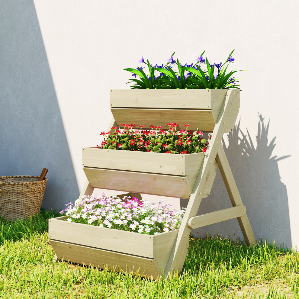 B&Q - 3 Tier Raised Garden Bed Wooden Elevated Planter Box KitGreen - Image 3