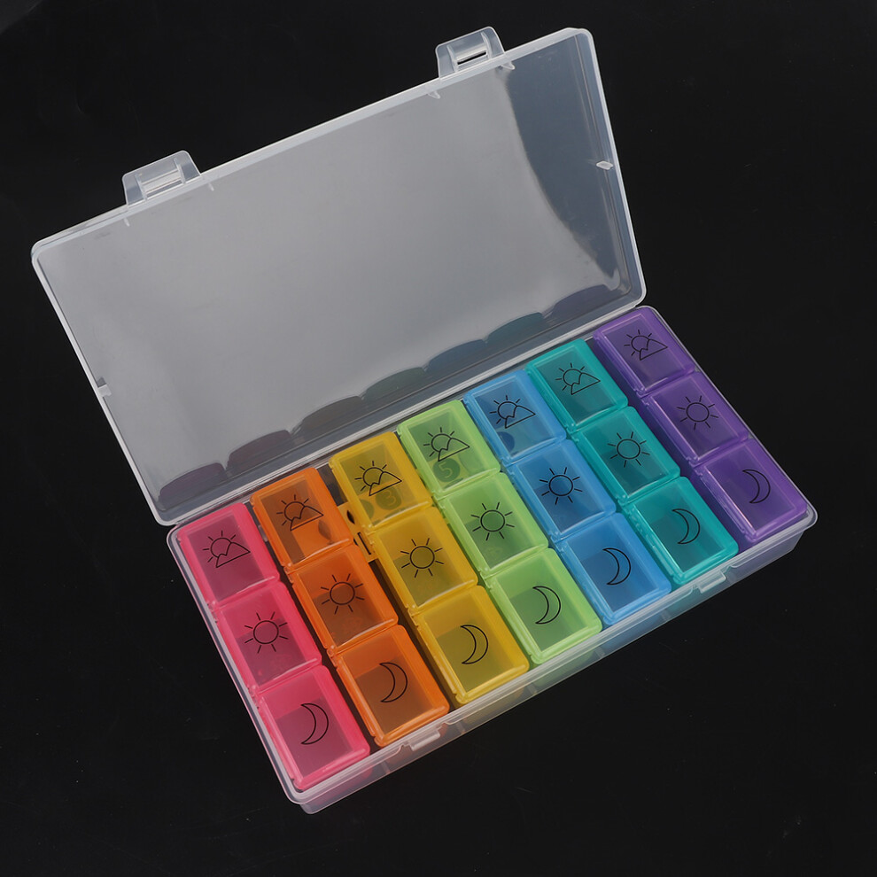 7 Day Weekly Pill Organizer Case, 21 Compartments, Waterproof & Safe