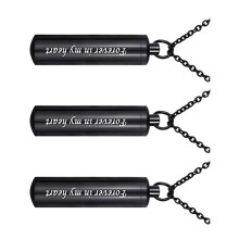 3PCS Sealed Tube Pendants Necklace for Ashes Engraved-Black
