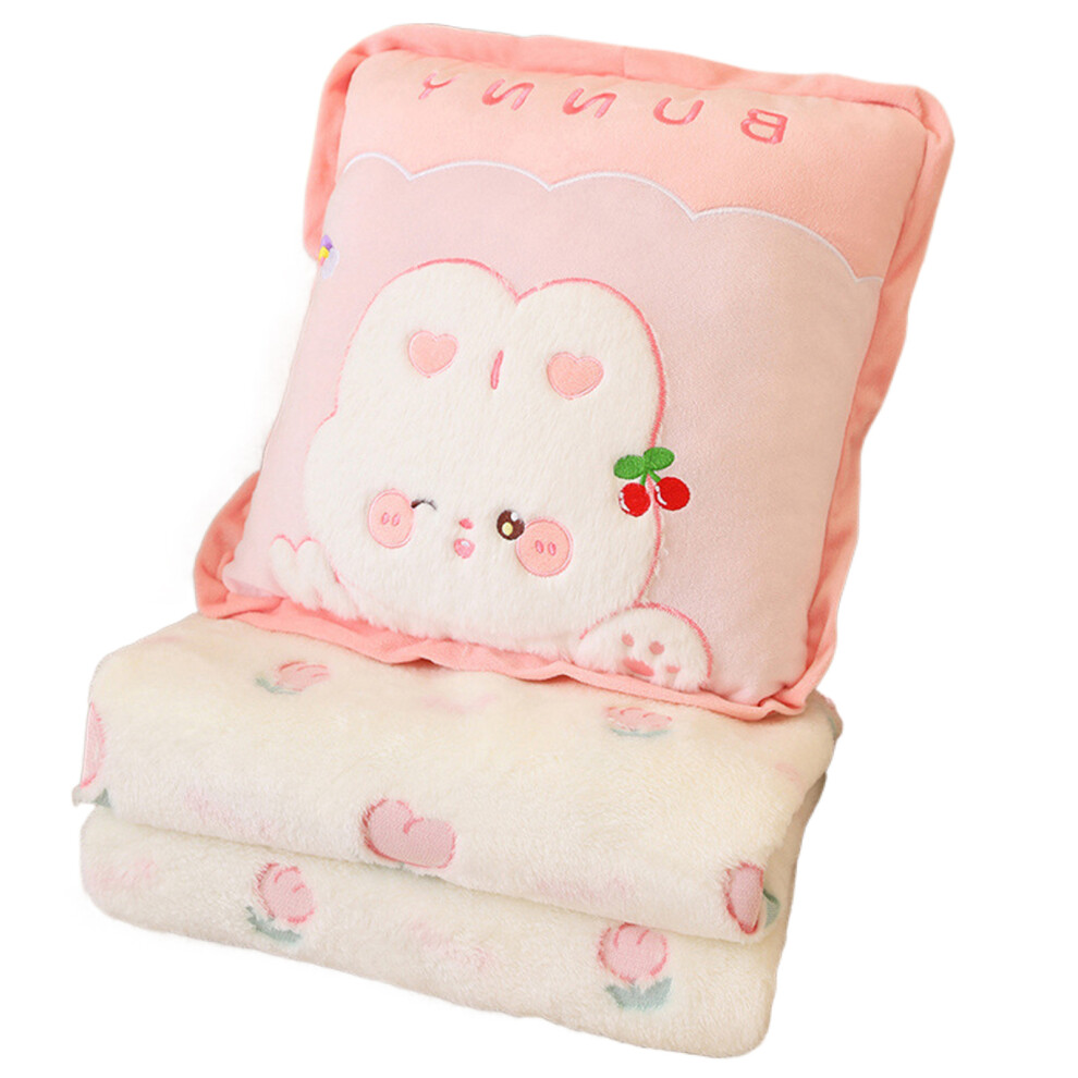 Pillow Blanket 2 in 1 Cushion Quilt Soft Warm and Soft for-Pink