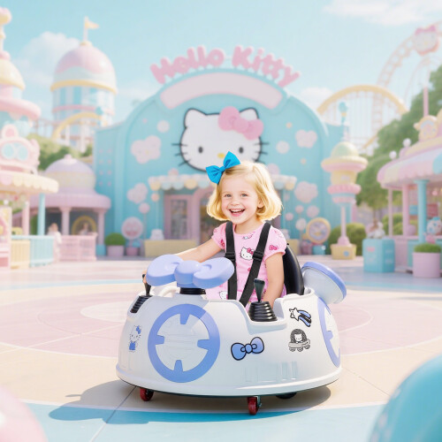 AIYAPLAY Hello Kitty Kids Ride on Bumper Car with Remote Control, White