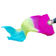 Professional Dance Fan Colorful Tie-Dyed Bamboo Long Fans-18
