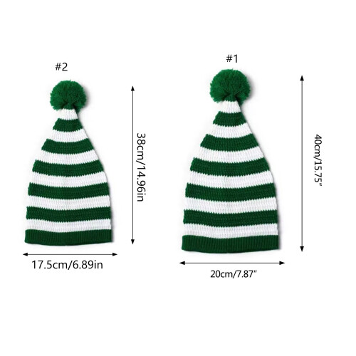 Chapeaux de père Noël-Stri vert et blanc Enfant 2 8 ans 1