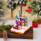 Figurine de maison de noël avec lumière Led, antenne rotative 3