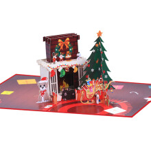 Foldable Christmas Fireplaces Greeting Card Festive Spirit