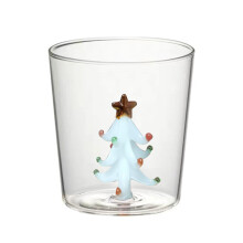 3D Drinking Glass Cup with Christmas- White Jade Christmas