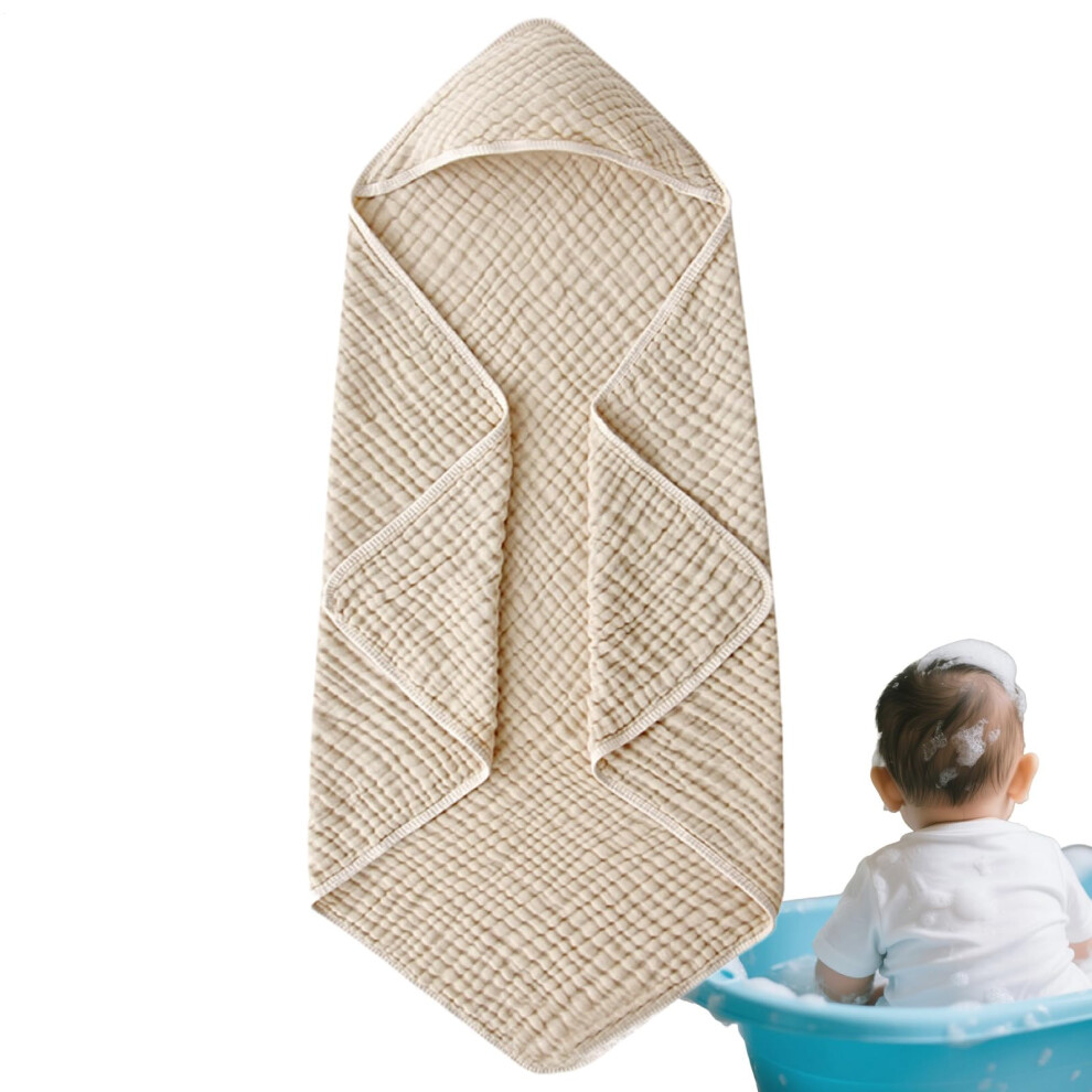 Baby Hooded Towel 35 x 35 Inch Cotton Unisex Towel For 03 Years Old Nursery Home Beach Spa Day Hospital Khaki