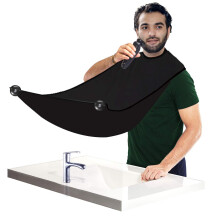 Bavaglino da barba per uomo, raccogli barba con ventosa forte per una facile rifinitura della barba, grembiule impermeabile antiaderente con cinghie