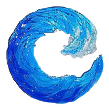 Sculpture Handcrafted Glass Art, Fused Blue Wave Glass Ocean Suncatcher Ornament with Light Transmitting Resin, Elegant Water Art for Desktop Shelf Wi
