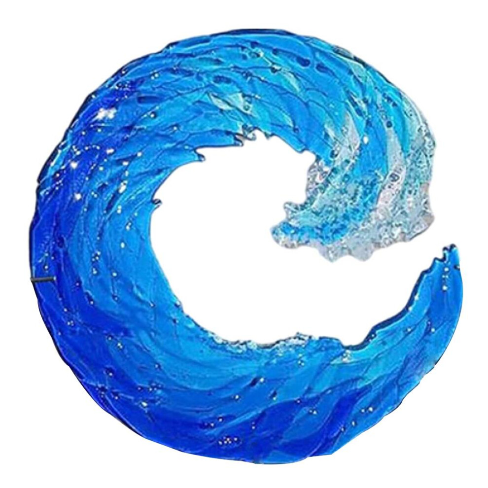 Sculpture Handcrafted Glass Art, Fused Wave Glass Ocean Suncatcher Ornament With Transmitting Resin, Elegant Water Art For Desktop Shelf Wi Blue/Light