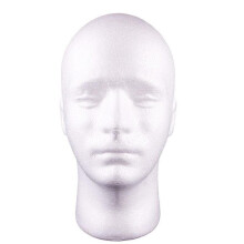 Modelo de cabeza de poliestireno expandido para exhibición, maniquí de superficie lisa con función de soporte para peluca, cabeza de maniquí de