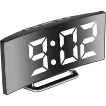 Modern Alarm Clock With Large Led Display, Brightness Adjustable And Dynamic Rgb Night Light, Digital Clock With Usb-C Charger Port For Bedroom (White
