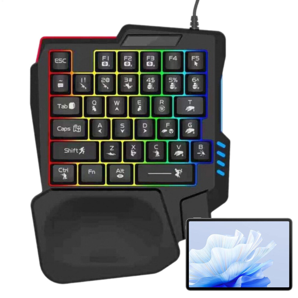 Mechanical Gaming Keyboard One Hand Keypad Small Backlit Ergonomic Programmable Keyboard For Pc And Mobile Black 9339159472088