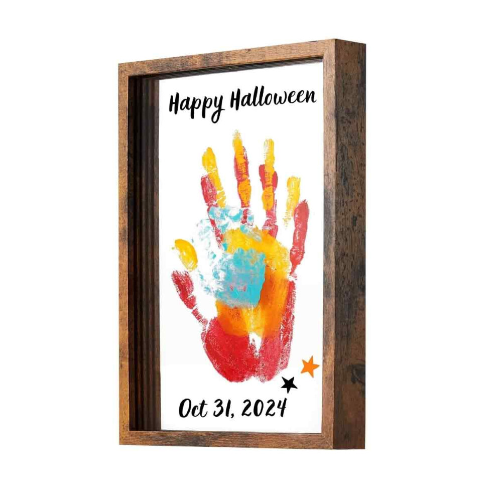 DIY Craft Keepsake Wooden Frame, Transparent Sheets for Family Handprint Kit, Baby Hand and Footprint Kit with Non-Toxic Paints, Hand Print Craft Keep-image-OPC-PN9VH9C-NEW