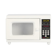Four à micro-ondes miniature en bois au design moderne, reproduction réaliste et exquise, idéale pour décorer une maison de poupée.