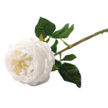 Flores artificiales blancas realistas hechas a mano, rosas artificiales de tacto real, 4 piezas de rosas artificiales de látex no tóxicas para