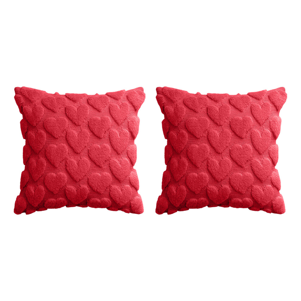 2Pack Valentines Day Pink Plushes Cushions Cover-Red 45X45cm