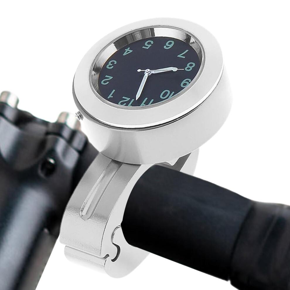 Handlebar Watch Motorcycle Handlebar Mount Clock Waterproof Shockproof Compact Timekeeping Clock For Cycling Silver 9323874209968
