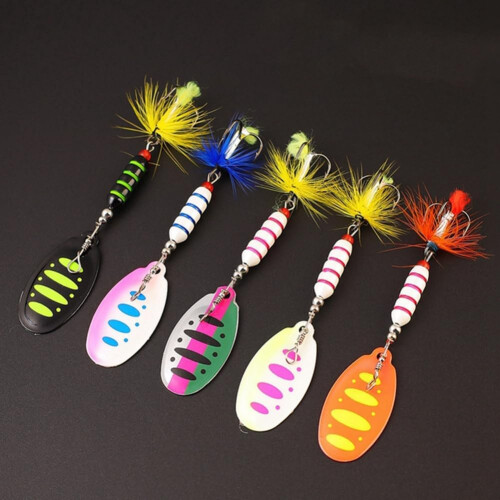 Bait Set 5 Boxed Composite Sequins Rotating Sequins Metal HandCranked Copper Column Three Hook 6.5g7cm 1