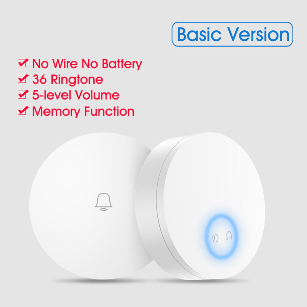 Wireless Self-Powered Doorbell Set With 36 Ringtones, 50M Range 3611364092289