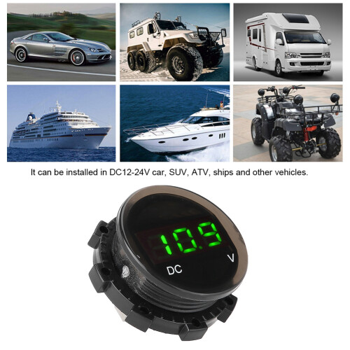 Modifizierter Motorrad-LED-Voltmeter Grün, 6-30V Digitales Panelmeter