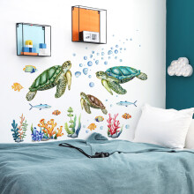 Marine Marvels, Easy Peel Stick Of Under The Sea Wall Decals, Lifelike Patterns For Children Bedroom Bathroom Decor, Waterproof Marine Elements, Glow