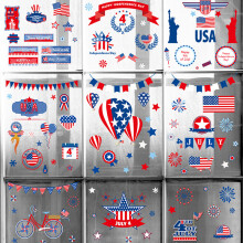 American Flag Pattern, Star And Stripe Design Double-Sided Window Art, Fourth Of July Decorations For Home And Office Decor Bird Strike Prevention