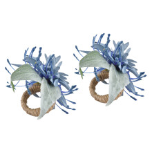 Serviettenringe mit blauem Gänseblümchenmuster, Seidenservietten, verleihen Ihrer Tischdekoration naturnahen Charme, geeignet für Hochzeiten und