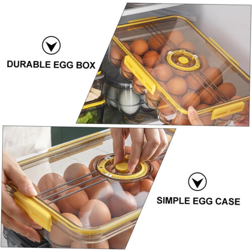 Egg Storage Box 18 Pack Waterproof Timekeeping Egg Holder For Refrigerator Organization Yellow 1