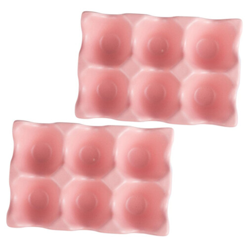 2pcs Ceramic Egg Holder, Pink Ceramic Egg Storage Container, 14.5x9.5x3.2 CM, For Refrigerator, Kitchen Organisation