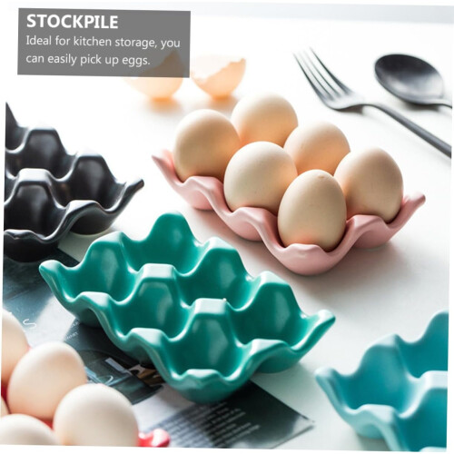 2pcs Ceramic Egg Holder, Pink Ceramic Egg Storage Container, 14.5x9.5x3.2 CM, For Refrigerator, Kitchen Organisation 1