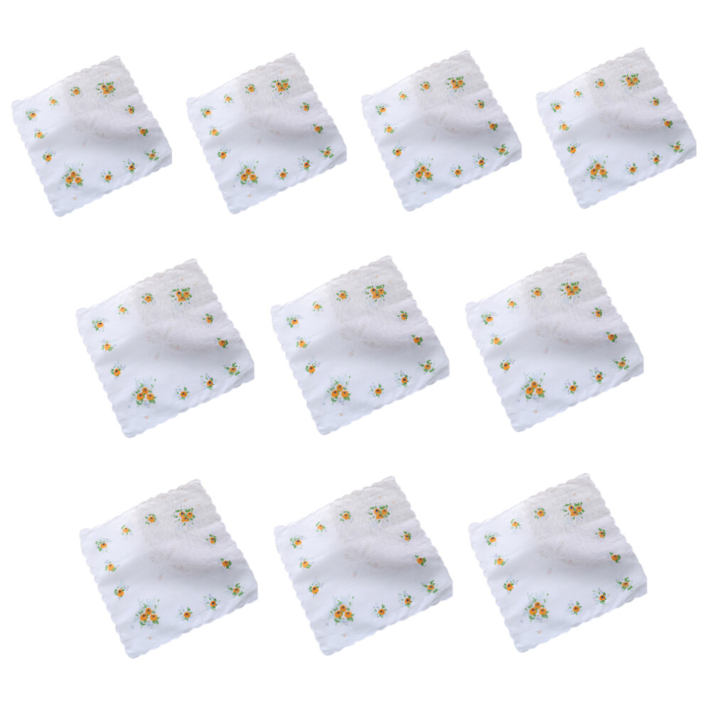 Orange 10Pcs Cloth Embroidered Cloth Handkerchief Women-Style 2