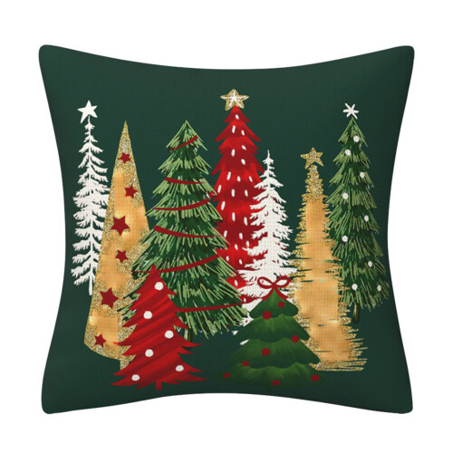 Festival Polyester Cushion Cover With Christmas Tree Designs-3