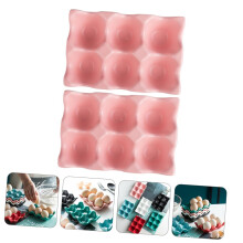 Ceramic Egg Holder Box 2 Pack 6 Grids Pink 14.5x9.5x3.2 cm Nonslip Bottom Modern Design Refrigerator Egg Storage Rack