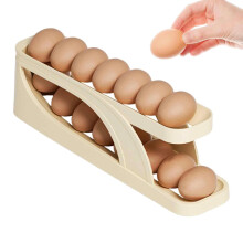 Rolling Egg Tray, 2Layer Refrigerator Egg Tray, Rotating Egg Cup for Refrigerator Container, Chicken Egg Dispenser